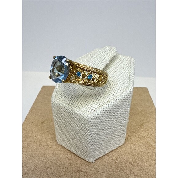 STS Karis Gold Bond Pale Blue Crystal Ring Size 9 - Picture 4 of 10